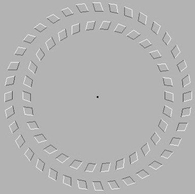 Nézz a fekete pontra és dölöngélj előre-hátra, na mozog? :)